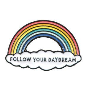 Metal & Enamel "Follow Your Daydream" Rainbow Lapel Pin (New)